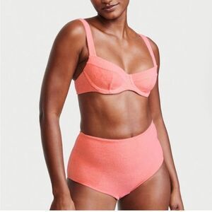 Victoria’s Secret Terry Bikini, NWT, 36DD Push Up Top, High Waisted M Botttoms